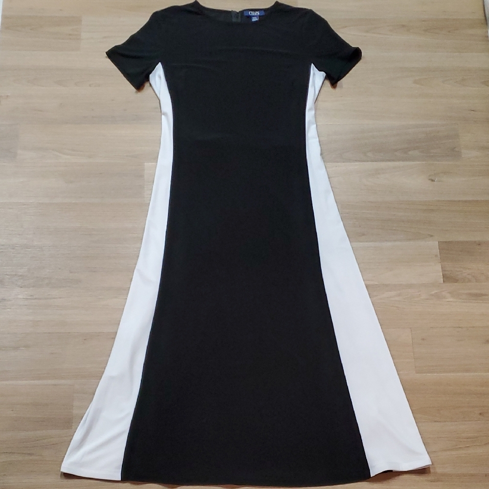 Chaps Black and White Midi Dress